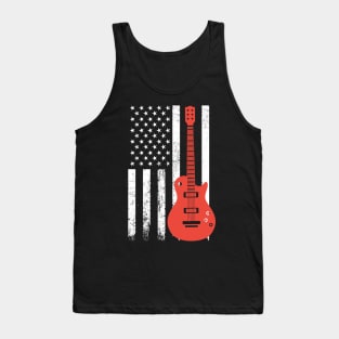 Electric Guitar Patriotic American USA Flag Guitar Player Tank Top